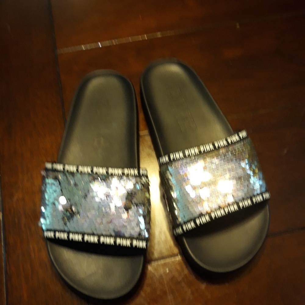 Pink sequin sandals